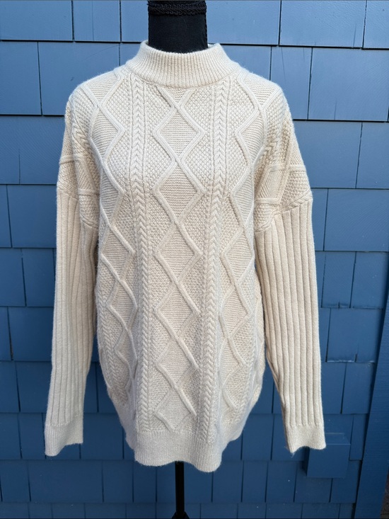 Aelfric Eden Sweaters - Aelfric Eden Cream Cable Knit Turtleneck Sweater small camel